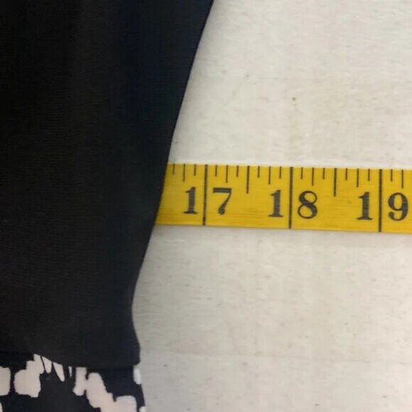 Chaps Black & White Cap Sleeve Dress Ruched Waist XL - Picture 5 of 7